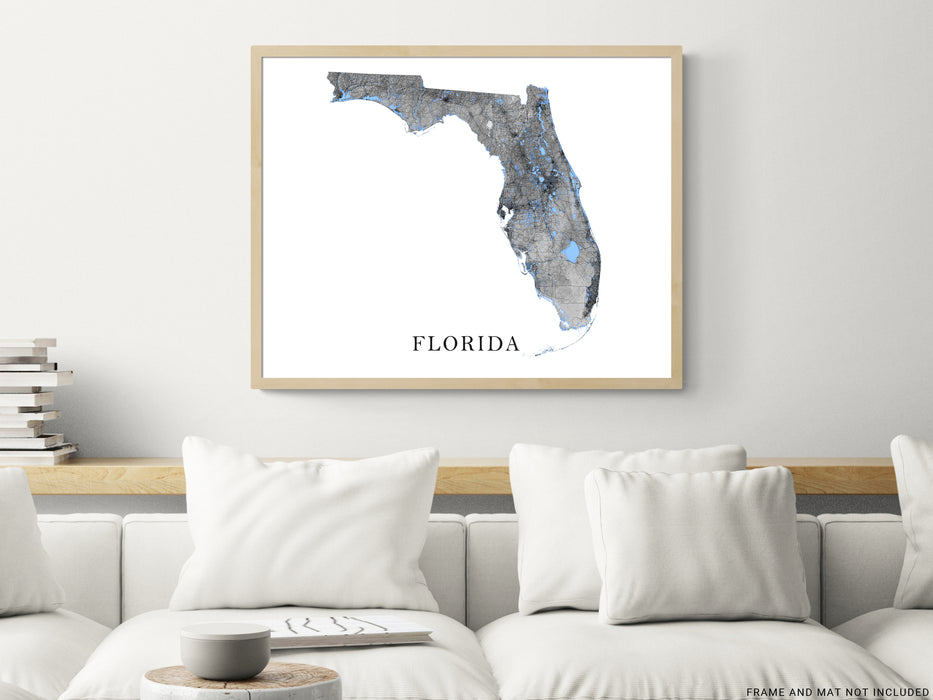 Florida map art print by Maps As Art.