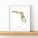 Framed map of Florida on a white wall