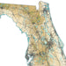 Map of Florida with roads and water bodies