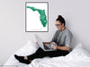 Florida state map print with natural landscape and main roads designed by Maps As Art.
