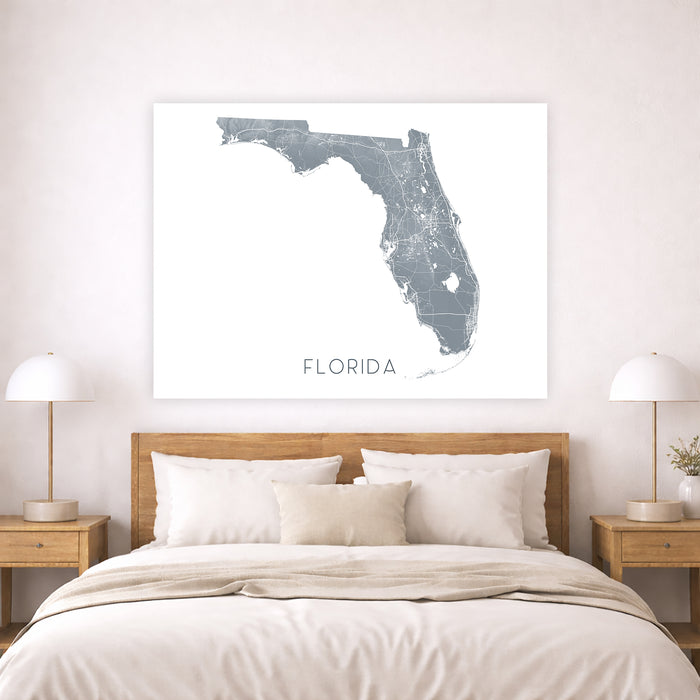 Florida Topographic Map Print: State Wall Art Poster, Miami Florida Keys Tampa