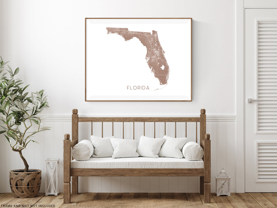 Florida map wall art print in Vintage by Maps As Art.