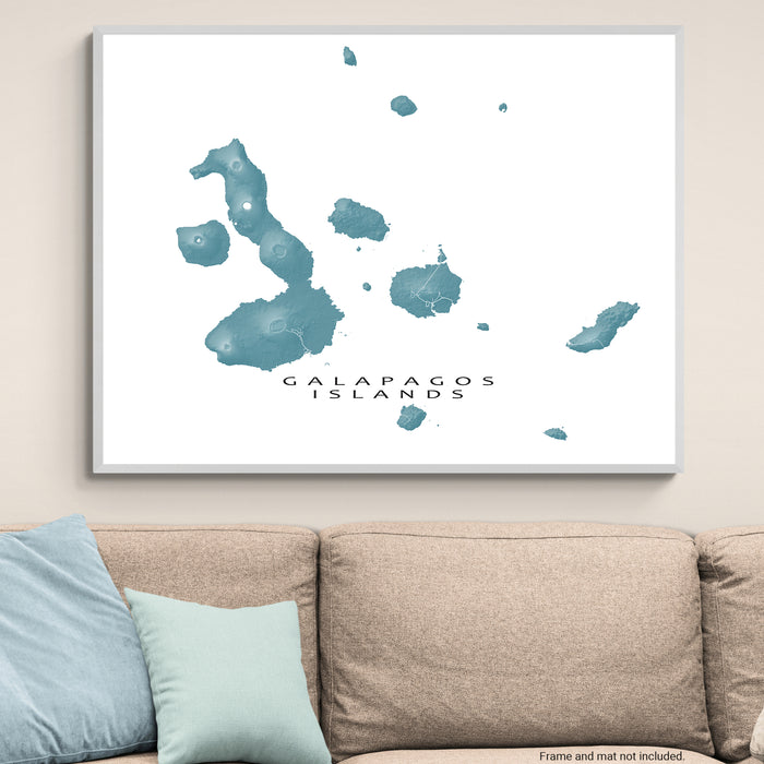 Galapagos Map Print: Ecuador Islands Colorful Topographic Wall Art Poster