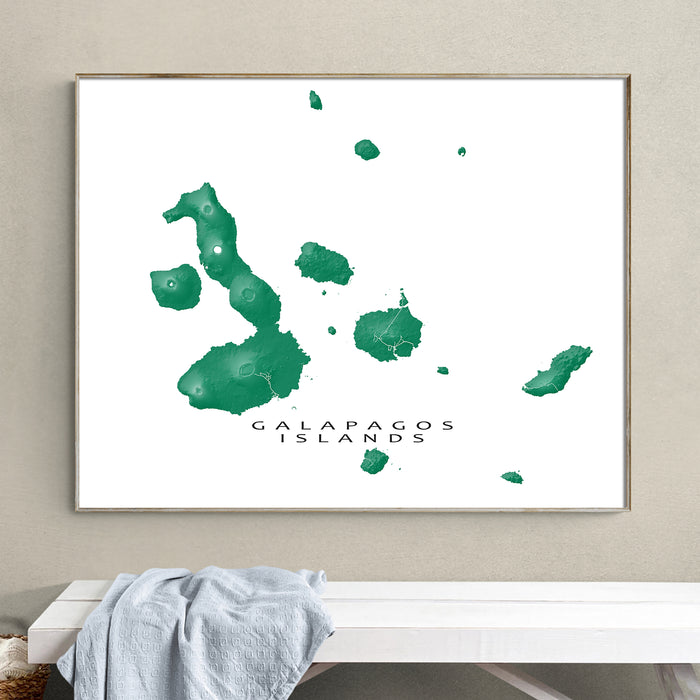 Galapagos Map Print: Ecuador Islands Colorful Topographic Wall Art Poster