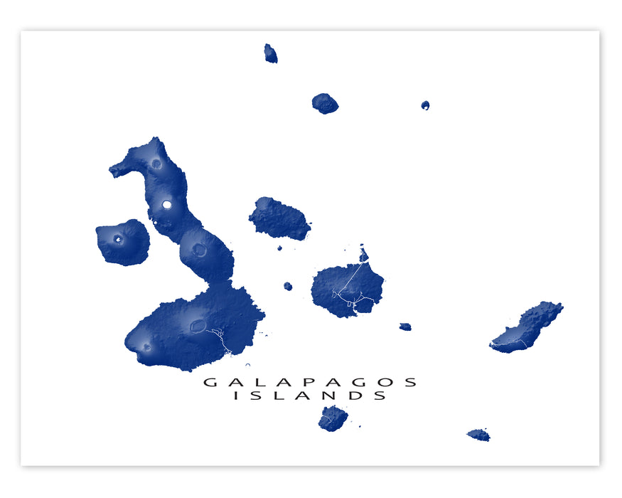Galapagos Map Print: Ecuador Islands Colorful Topographic Wall Art Poster