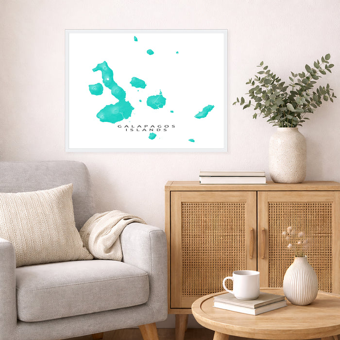 Galapagos Map Print: Ecuador Islands Colorful Topographic Wall Art Poster