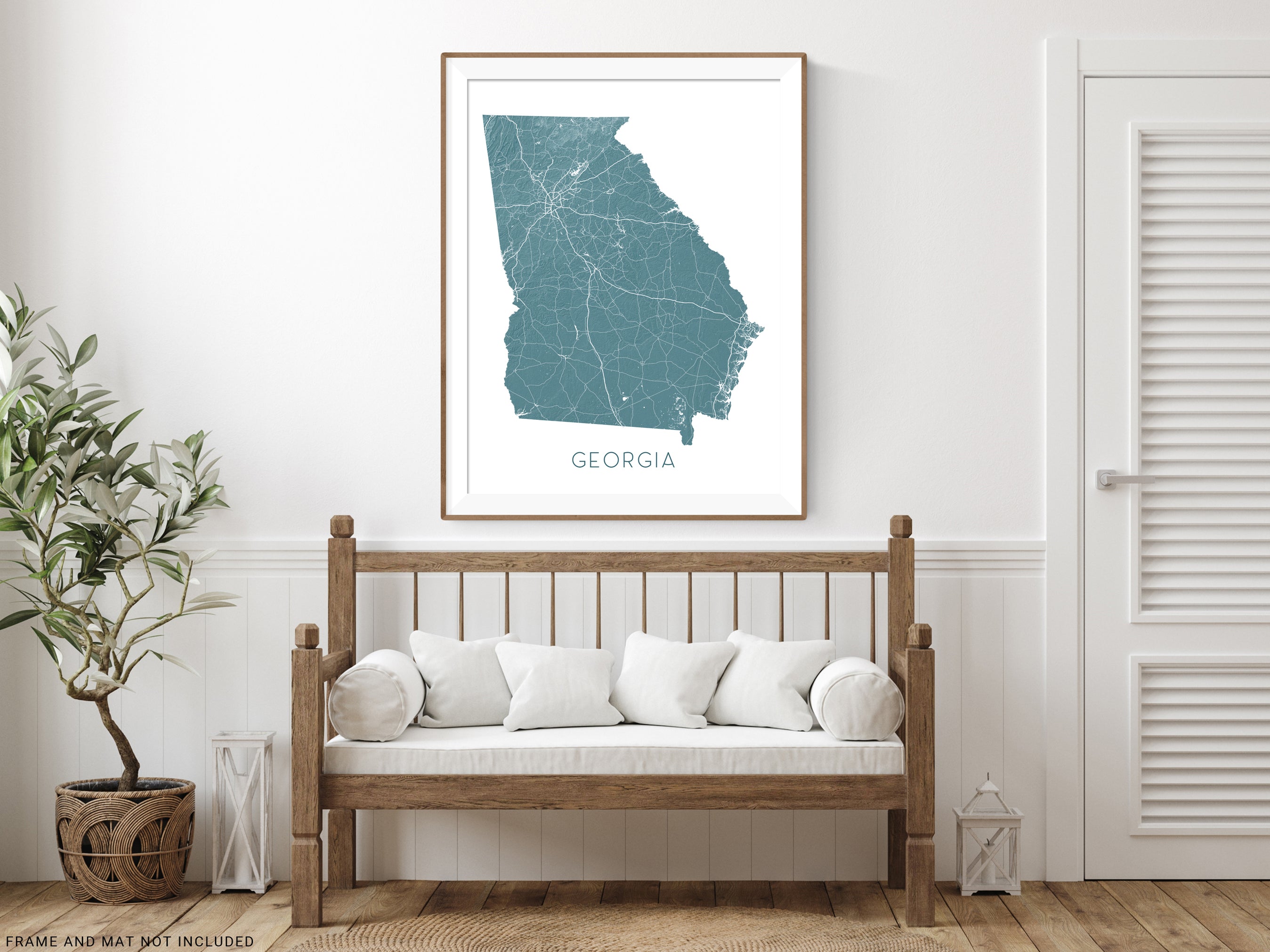 Georgia State Wall Art Map Print Poster- Topographic GA Map of Georgia ...