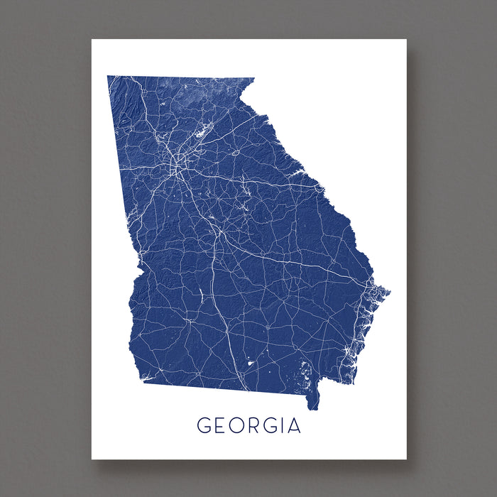 Map of Georgia in blue on a white background
