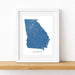Framed map of Georgia on a white wall