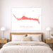 Bedroom with a map of Grand Bahama on the wall above a bed.