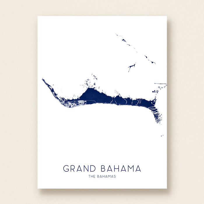 Map of Grand Bahama, The Bahamas, on a white background