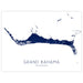 Map of Grand Bahama, The Bahamas with a blue color scheme on a white background.