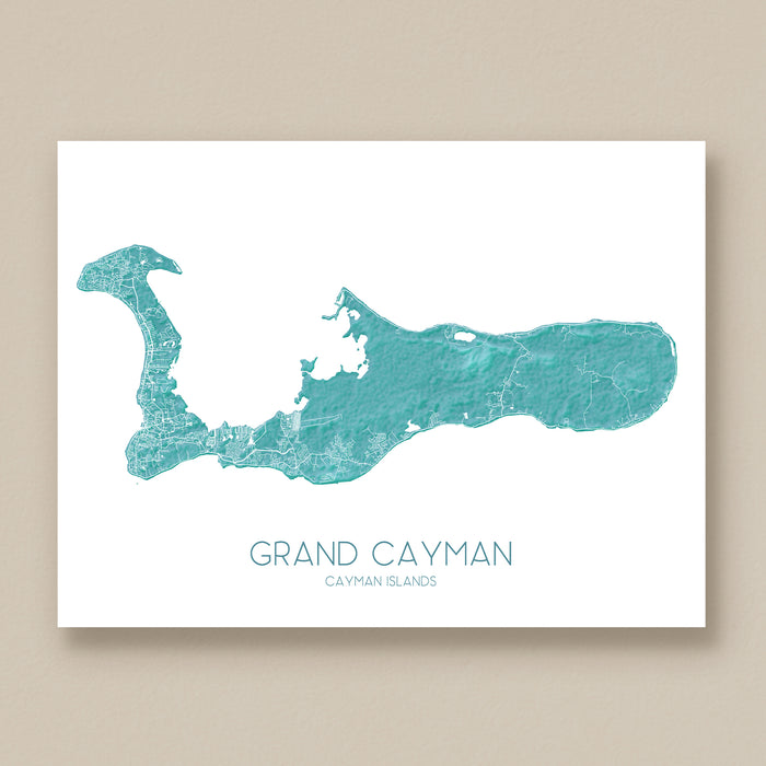 Map of Grand Cayman on a white background