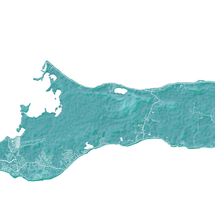 Map of Toronto with a teal color scheme on a white background