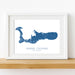 Framed map of Grand Cayman on a white background
