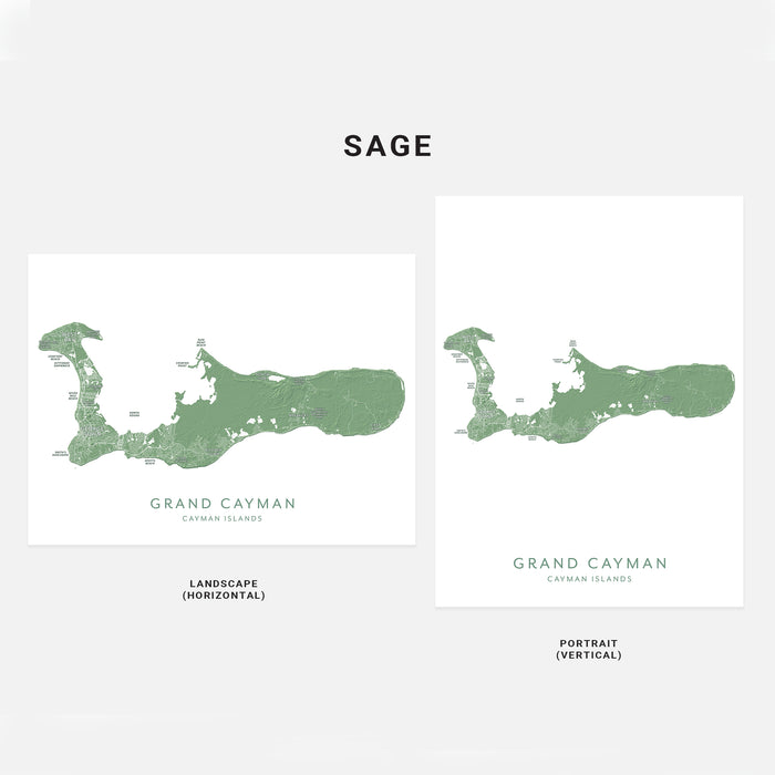 Grand Cayman Island Labeled Map Print: Custom Cayman Islands Wall Art Poster
