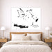 Map of Greek Islands on a wall above a bed in a bedroom