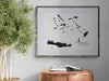 Greek islands, Greece map print with a black and white landscape design by Maps As Art.