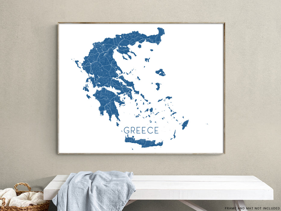 Greece map print in Slate by Maps As Art.