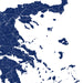 Map of Greece with blue coloring on a white background
