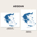 Two maps of Greece labeled 'Landscape (Horizontal)' and 'Portrait (Vertical)' on a beige background.