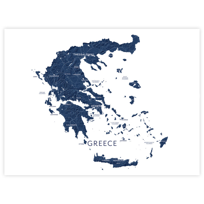 Map of Greece with cities labeled on a white background