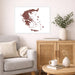 Living room with a map of Greece on the wall, a couch, and a wooden cabinet.