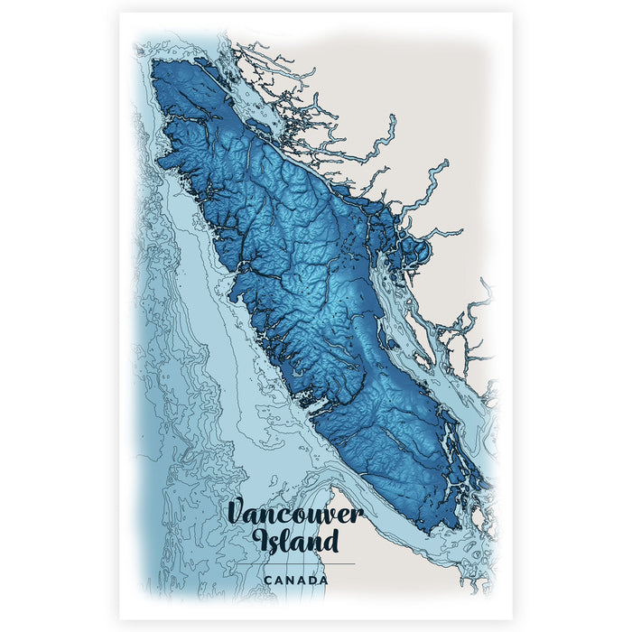 Vancouver Island Blue Ocean Map Greeting Card