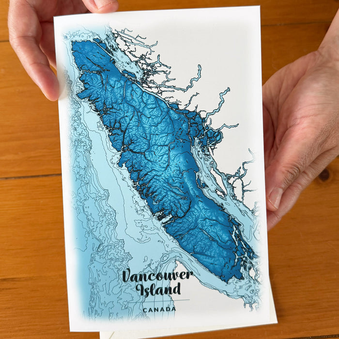 Vancouver Island Blue Ocean Map Greeting Card