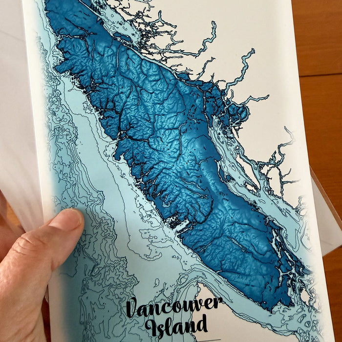 Vancouver Island Blue Ocean Map Greeting Card