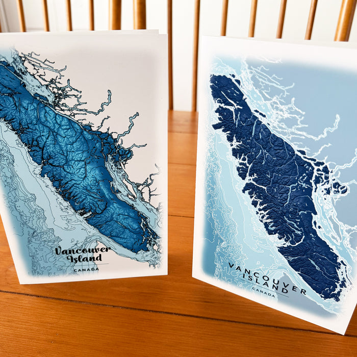 Vancouver Island Blue Ocean Map Greeting Card