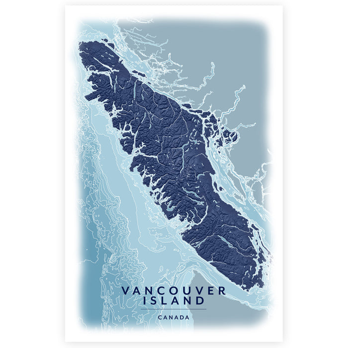 Vancouver Island Blue Ocean Map Greeting Card