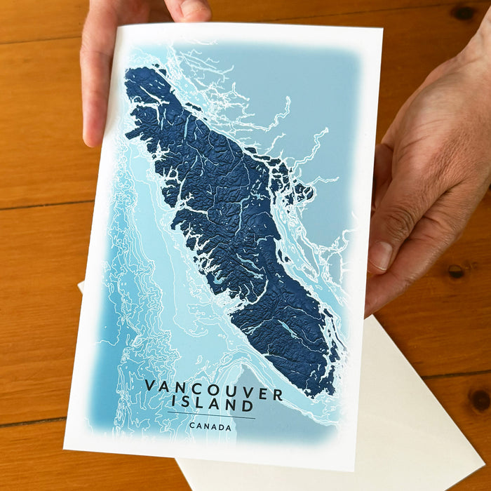 Vancouver Island Blue Ocean Map Greeting Card