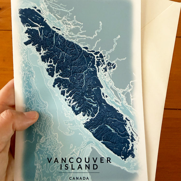 Vancouver Island Blue Ocean Map Greeting Card