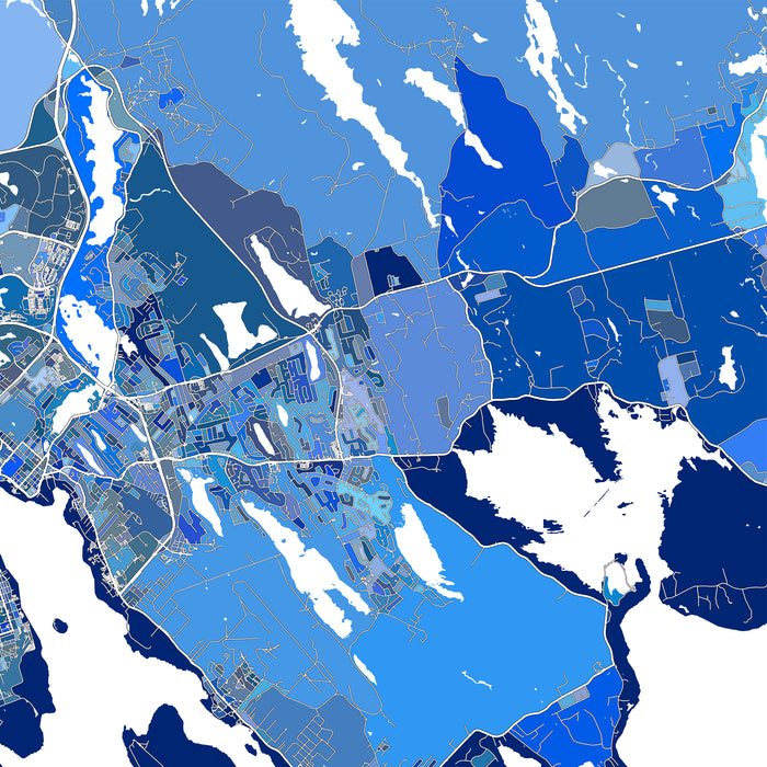 Map of a city with different shades of blue indicating varying data points