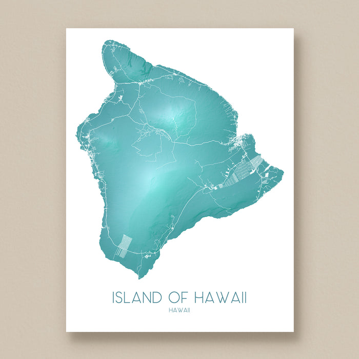 Map of the Island of Hawaii on a white background