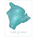 Map of the Island of Hawaii in teal color on a white background