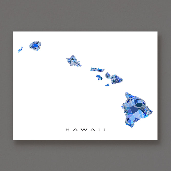 Geometric map of Hawaii on a white background with 'Hawaii' text below.