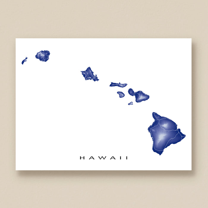 Map of Hawaii in blue on a white background