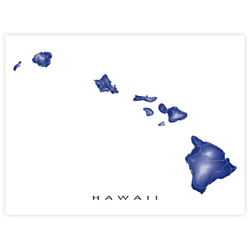 Map of Hawaii in blue on a white background