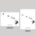 Two black and white maps of Hawaii, one landscape and one portrait, on a gray background.