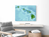 Hawaiian islands map print with a tropical 3D landscape design by Maps As Art.