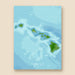 Map of Hawaii with green islands on a blue background