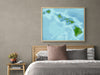 Hawaiian islands map print with a tropical 3D landscape design by Maps As Art.