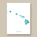 Map of Hawaii in teal color on a white background