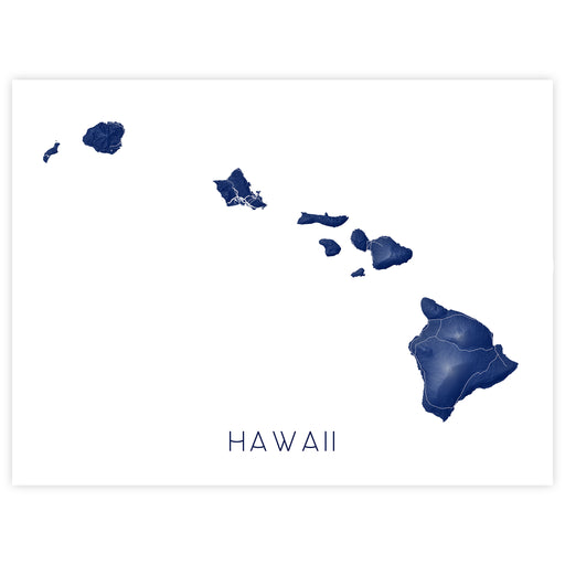 Map of Hawaii in blue on a white background
