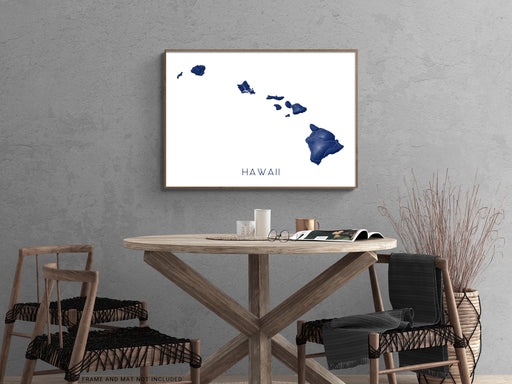 Hawaii islands map print in Midnight by Maps As Art.