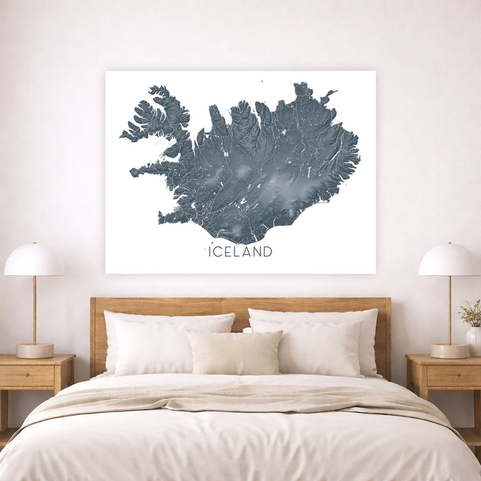 Iceland Map Print: Topographic Map of Iceland Wall Art Poster, Reykjavik