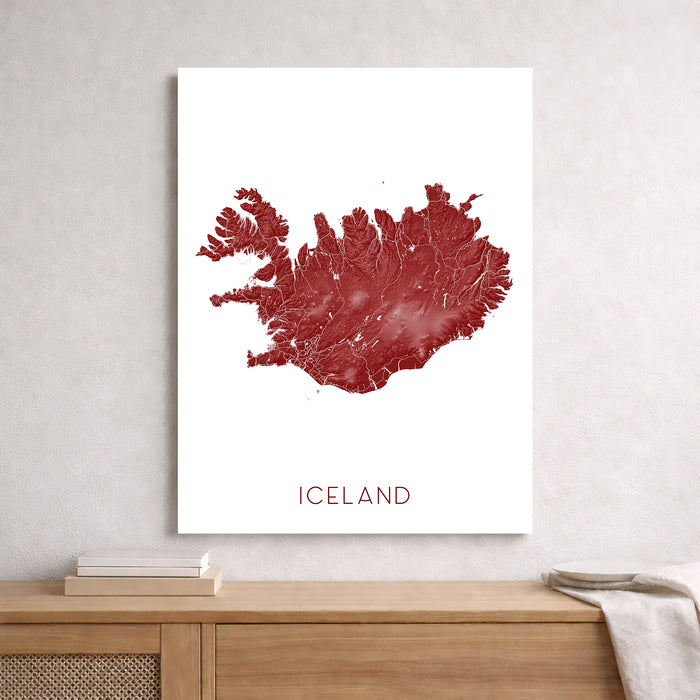 Iceland Map Print: Topographic Map of Iceland Wall Art Poster, Reykjavik