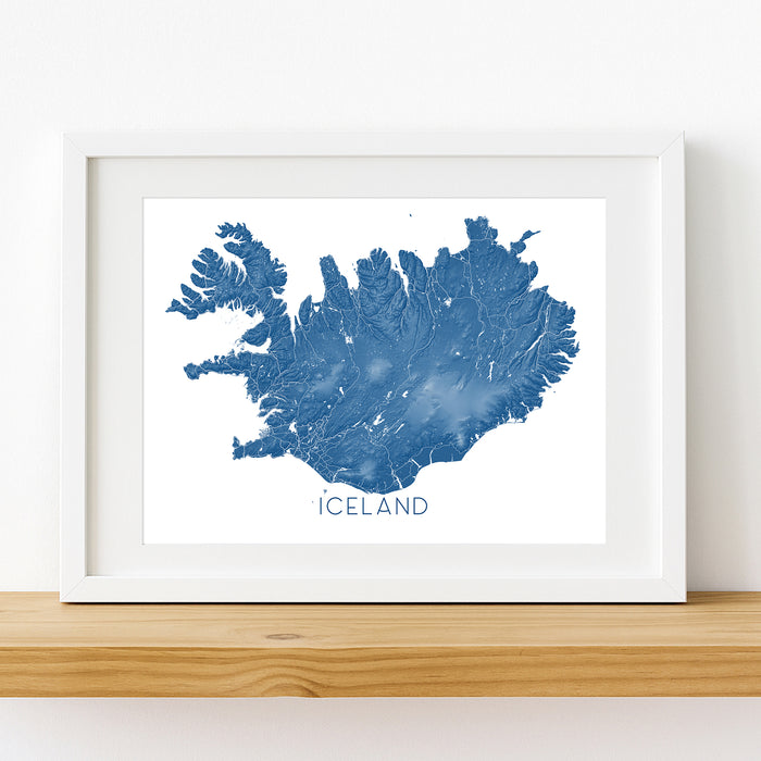 Iceland Map Print: Topographic Map of Iceland Wall Art Poster, Reykjavik